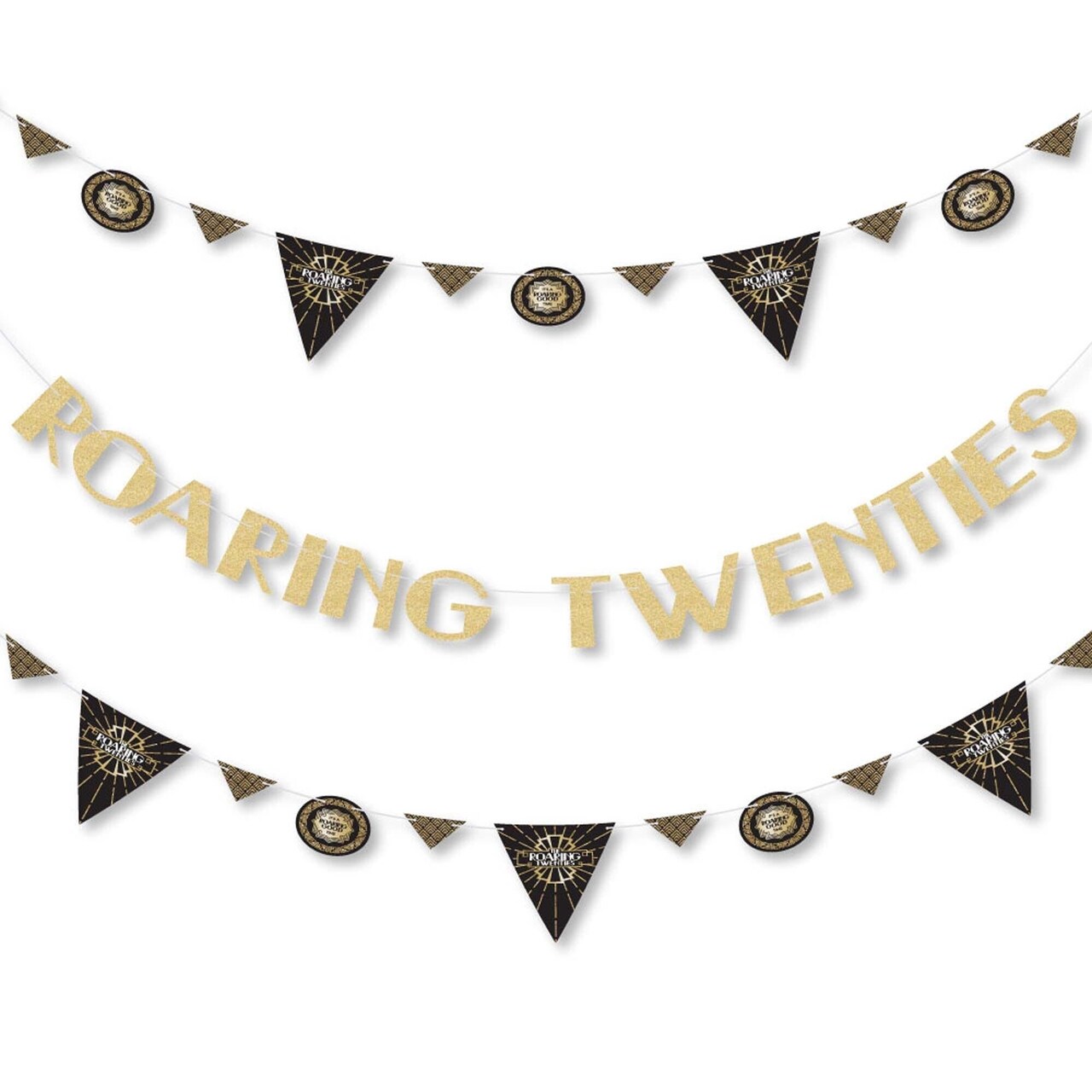 Big Dot of Happiness Roaring 20's - 1920s Art Deco Party Letter Banner Decor - 36 Cutouts & No-Mess Real Gold Glitter Roaring Twenties Banner Letters